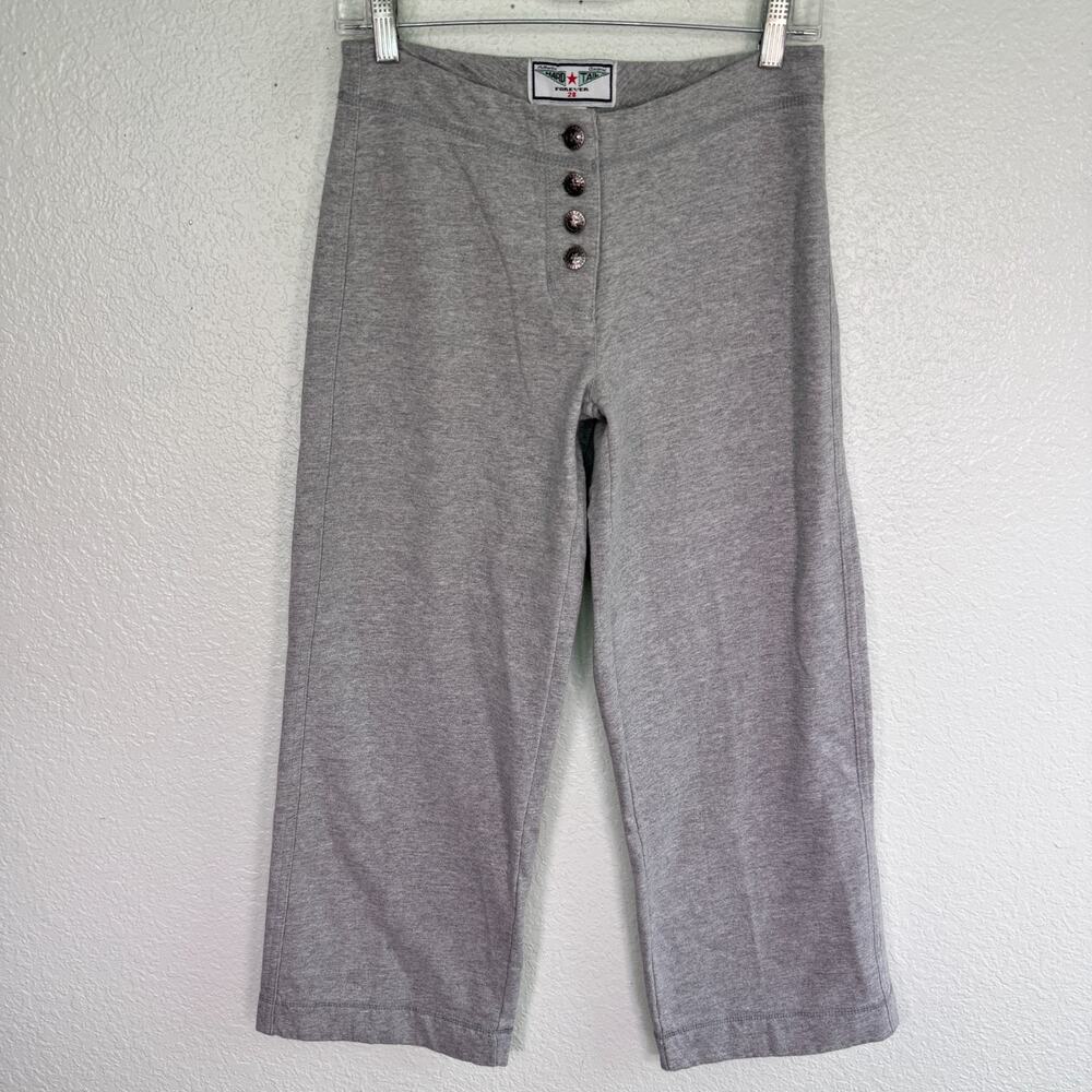 Hard Tail Forever Y2K Pants Women 28 Low Rise Crop Sweatpant Cotton Grey Vintage